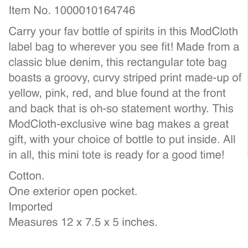 ModCloth Denim Wine Tote with Colorful Stripes